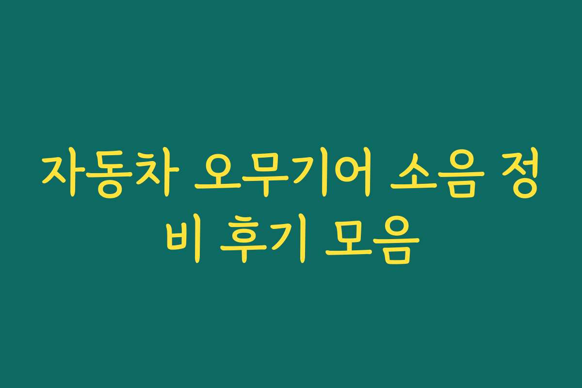 자동차 오무기어 소음 정비 후기 모음