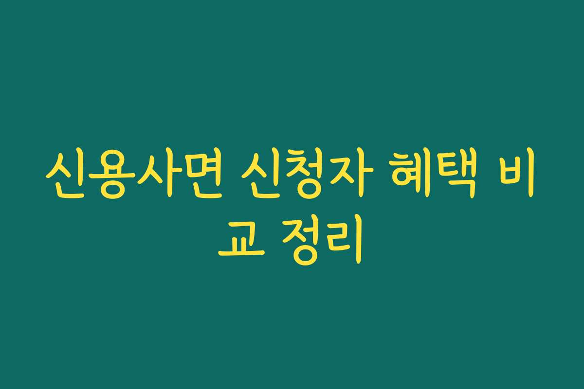 신용사면 신청자 혜택 비교 정리