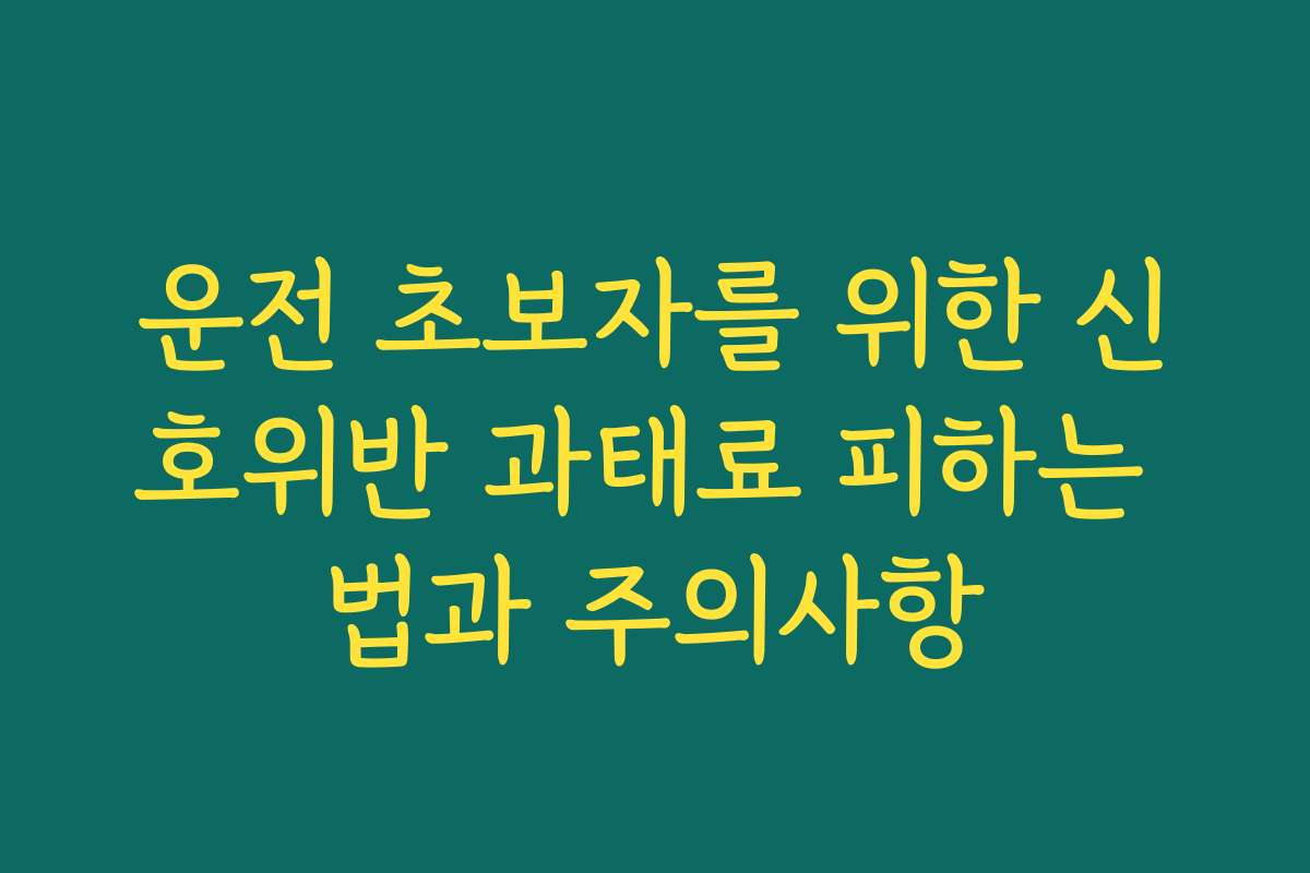 운전 초보자를 위한 신호위반 과태료 피하는 법과 주의사항