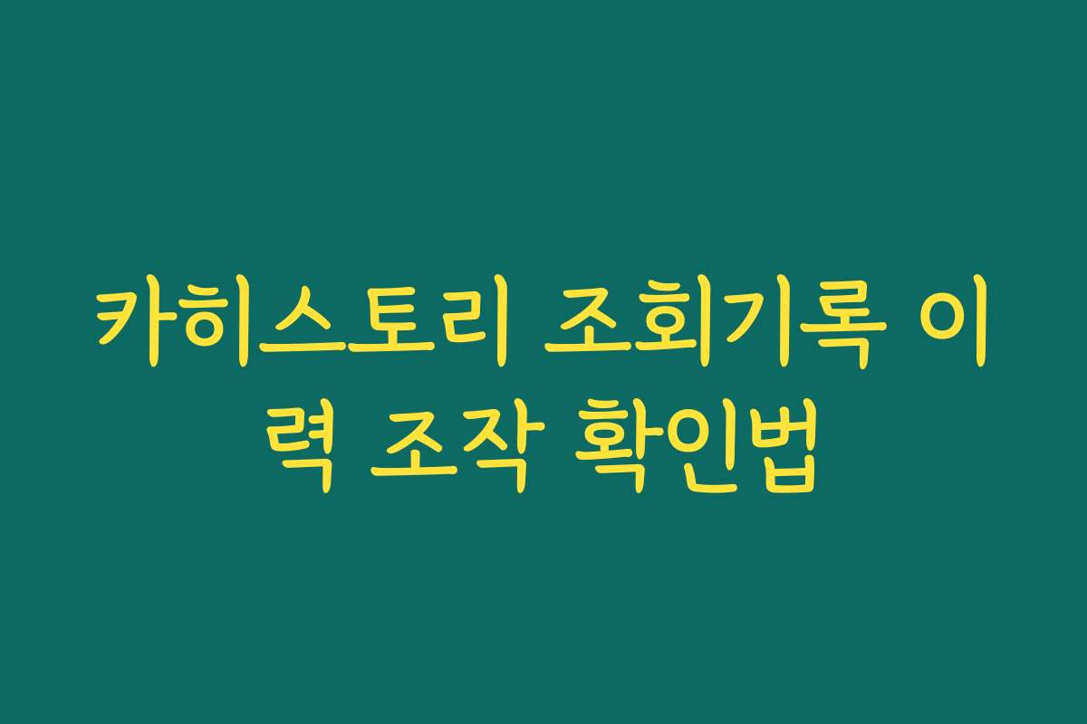 카히스토리 조회기록 이력 조작 확인법 카히스토리 조회기록 이력 조작 확인법