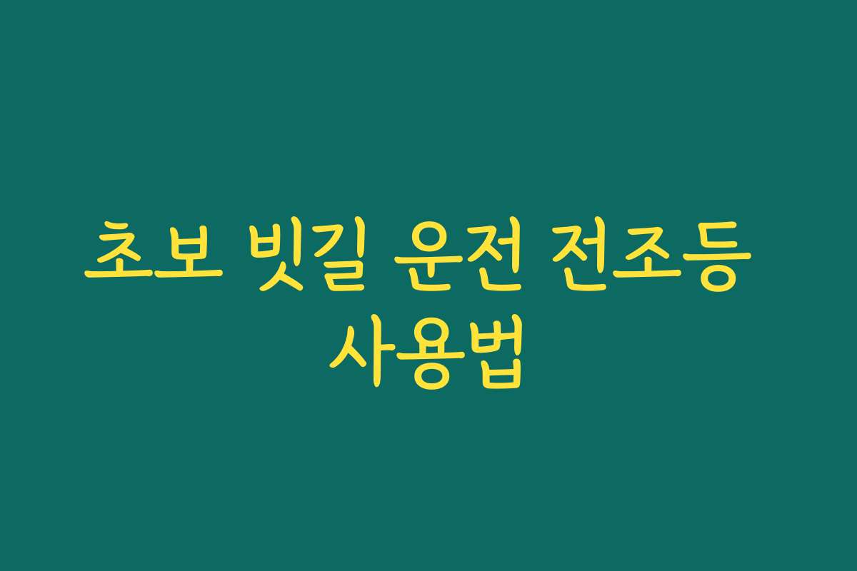 초보 빗길 운전 전조등 사용법