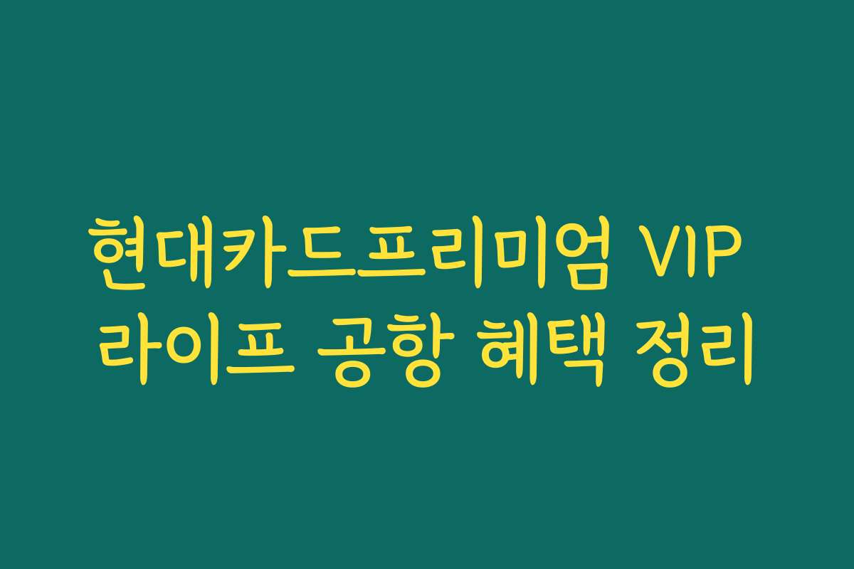 현대카드프리미엄 VIP 라이프 공항 혜택 정리