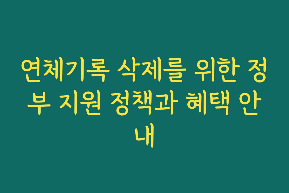 연체기록 삭제를 위한 정부 지원 정책과 혜택 안내
