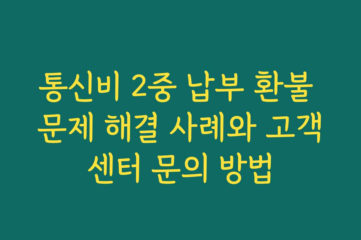 통신비 2중 납부 환불 문제 해결 사례와 고객센터 문의 방법