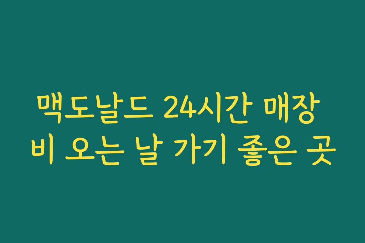 맥도날드 24시간 매장 비 오는 날 가기 좋은 곳 맥도날드 24시간 매장 비 오는 날 가기 좋은 곳