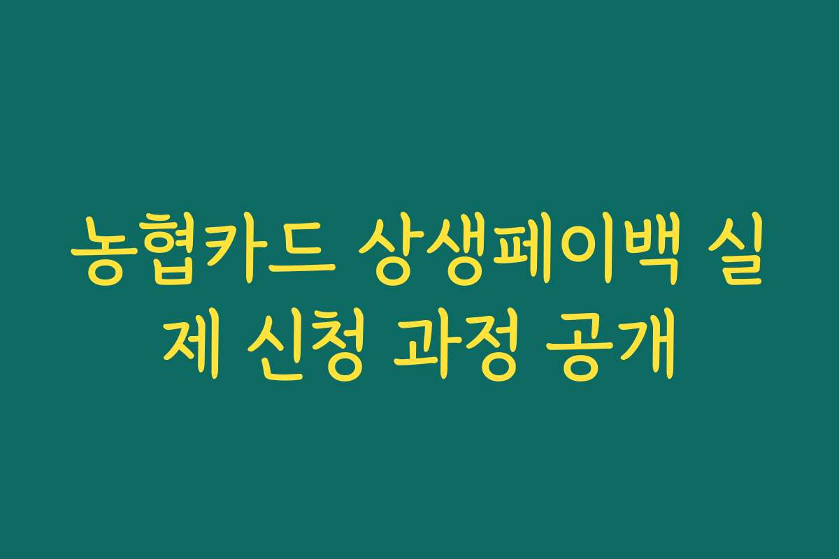농협카드 상생페이백 실제 신청 과정 공개 농협카드 상생페이백 실제 신청 과정 공개