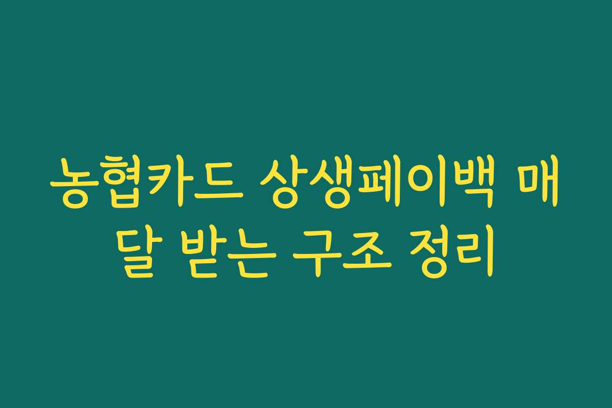 농협카드 상생페이백 매달 받는 구조 정리