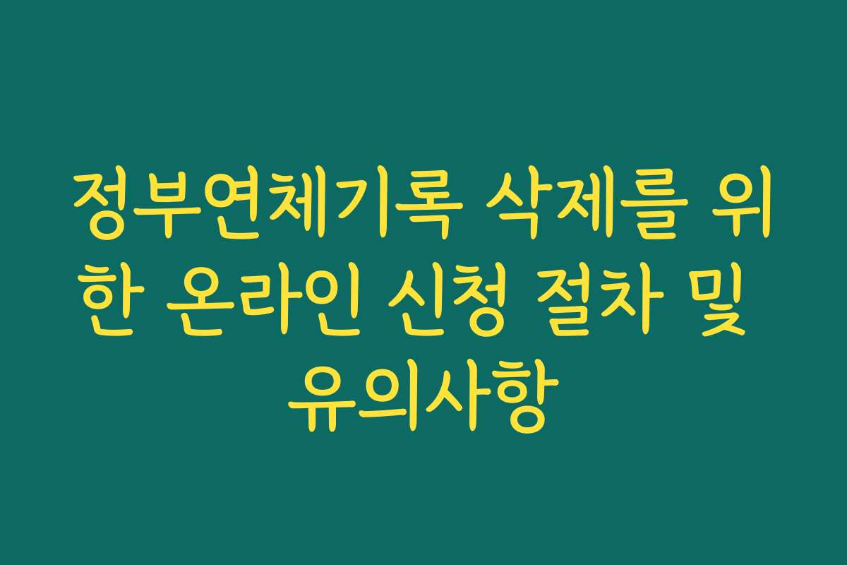 정부연체기록 삭제를 위한 온라인 신청 절차 및 유의사항