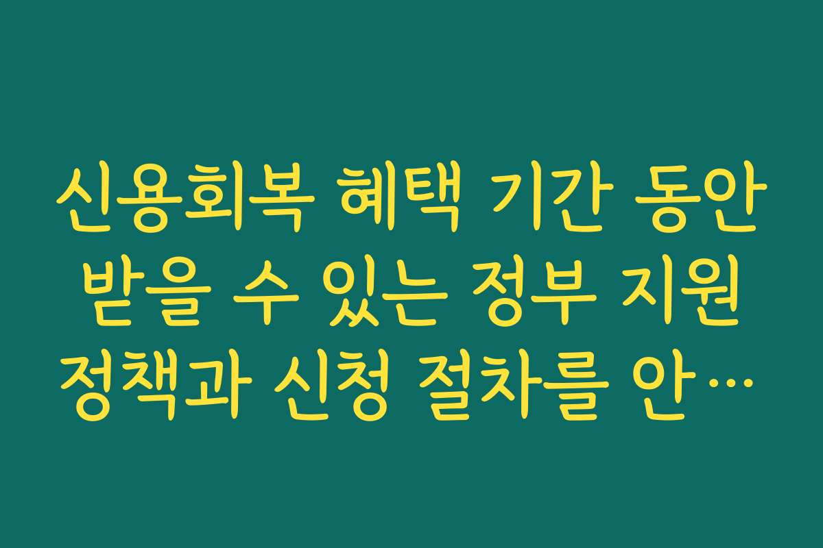 신용회복 혜택 기간 동안 받을 수 있는 정부 지원 정책과 신청 절차를 안내해 주세요
