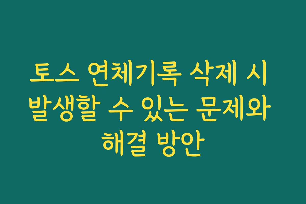 토스 연체기록 삭제 시 발생할 수 있는 문제와 해결 방안