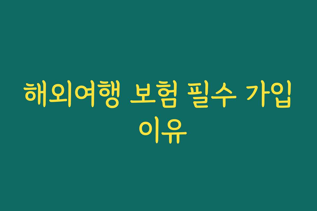 해외여행 보험 필수 가입 이유