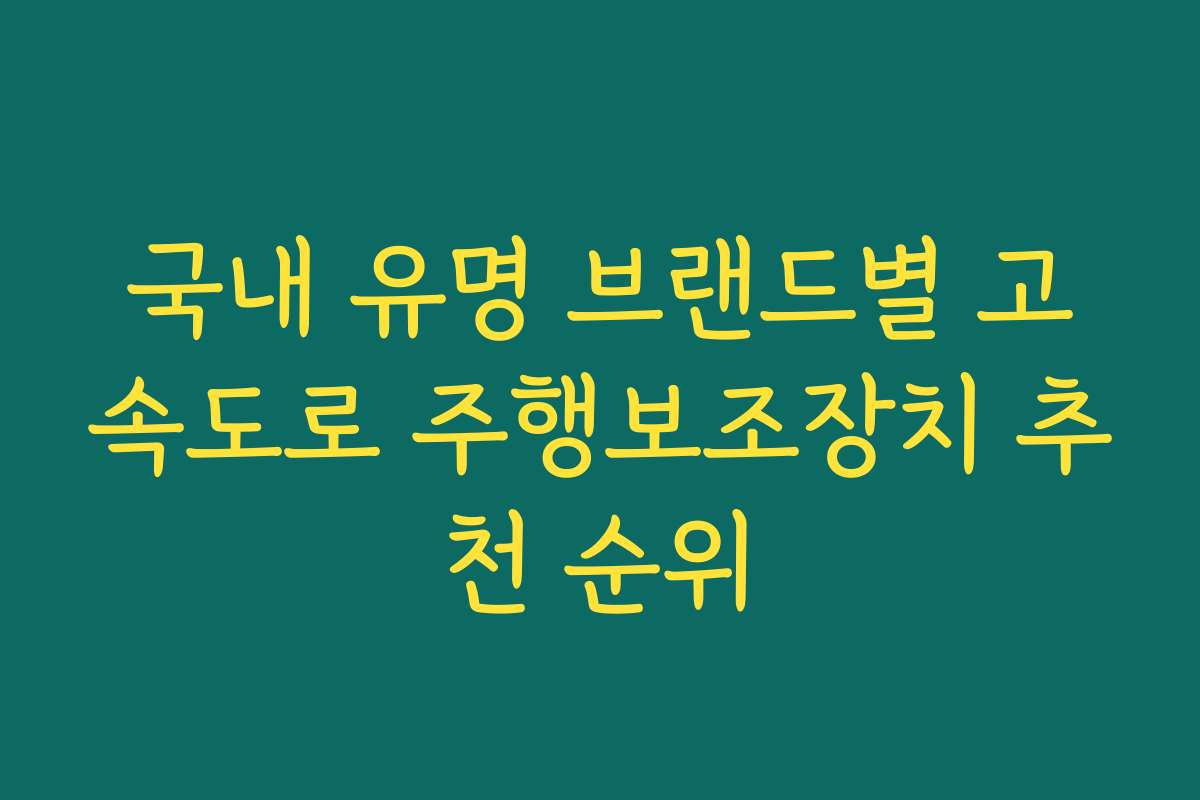 국내 유명 브랜드별 고속도로 주행보조장치 추천 순위