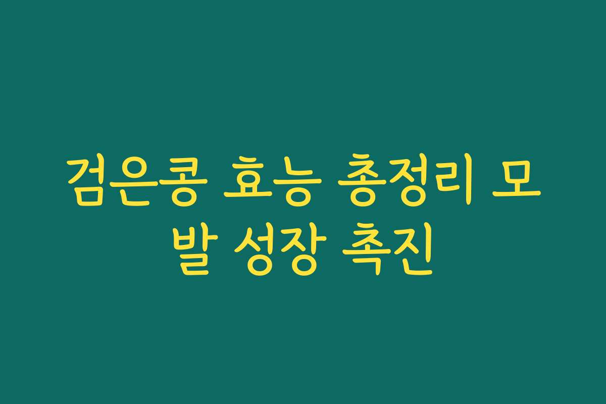검은콩 효능 총정리 모발 성장 촉진