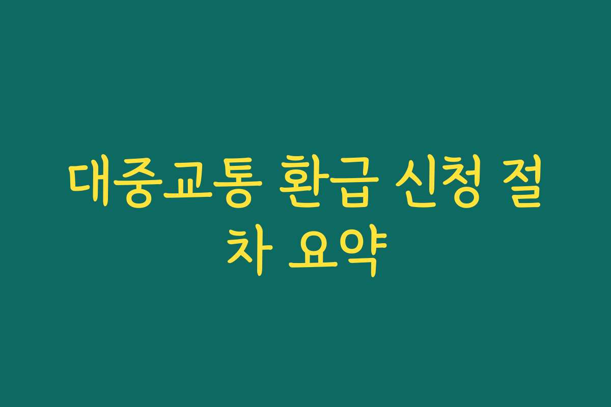 대중교통 환급 신청 절차 요약 대중교통 환급 신청 절차 요약
