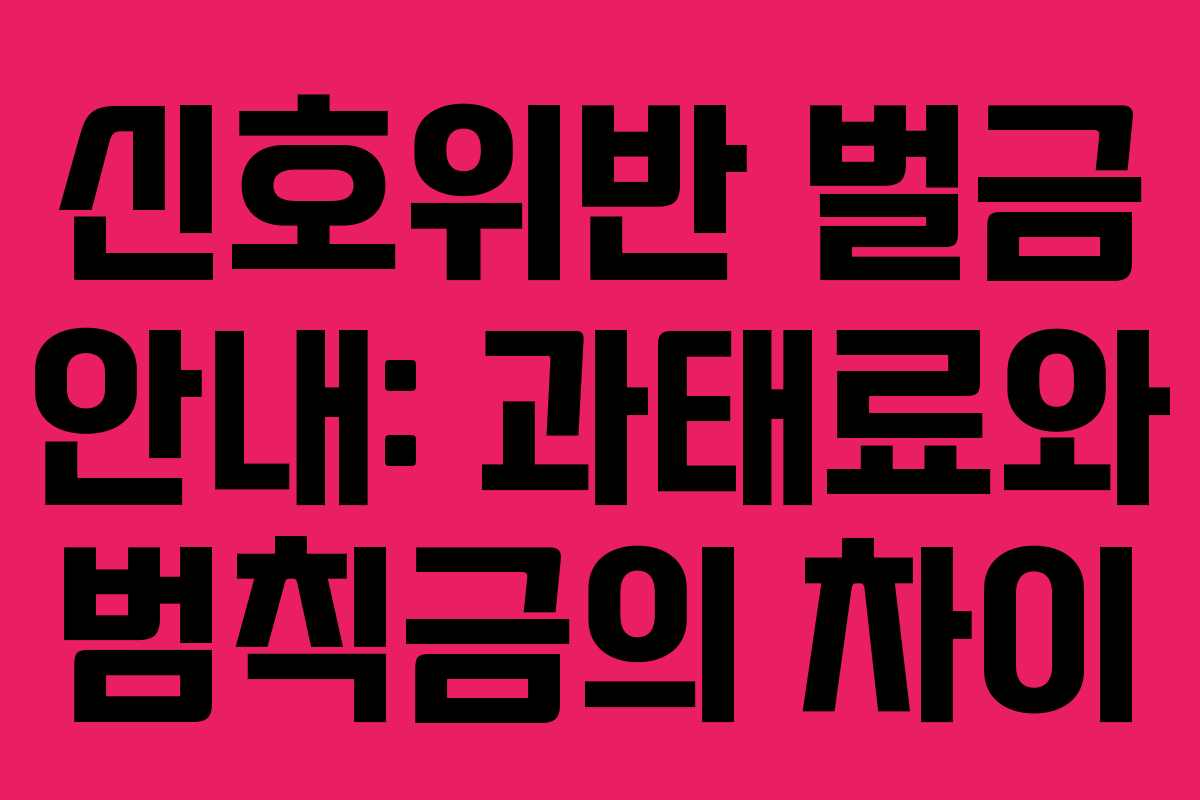 신호위반 벌금 안내: 과태료와 범칙금의 차이