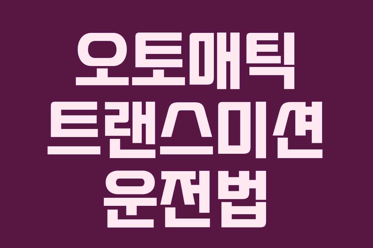 오토매틱 트랜스미션 운전법 오토매틱 트랜스미션 운전법