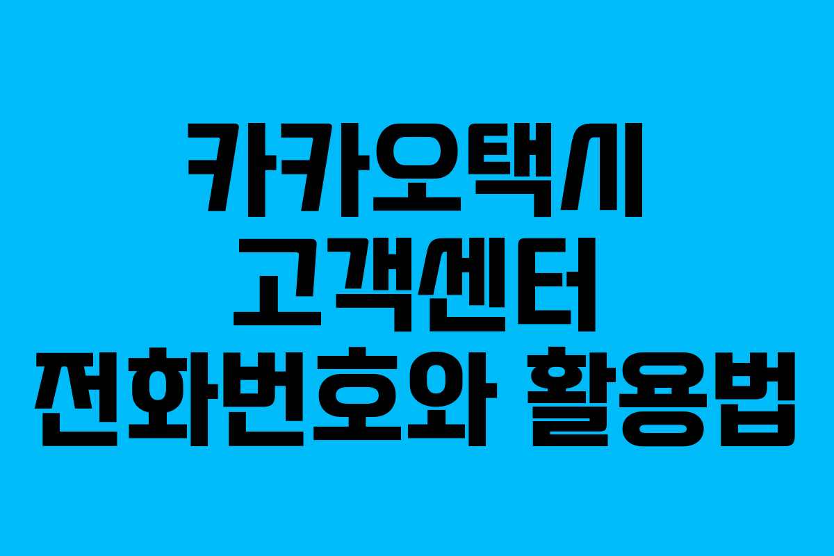 카카오택시 고객센터 전화번호와 활용법 카카오택시 고객센터 전화번호와 활용법