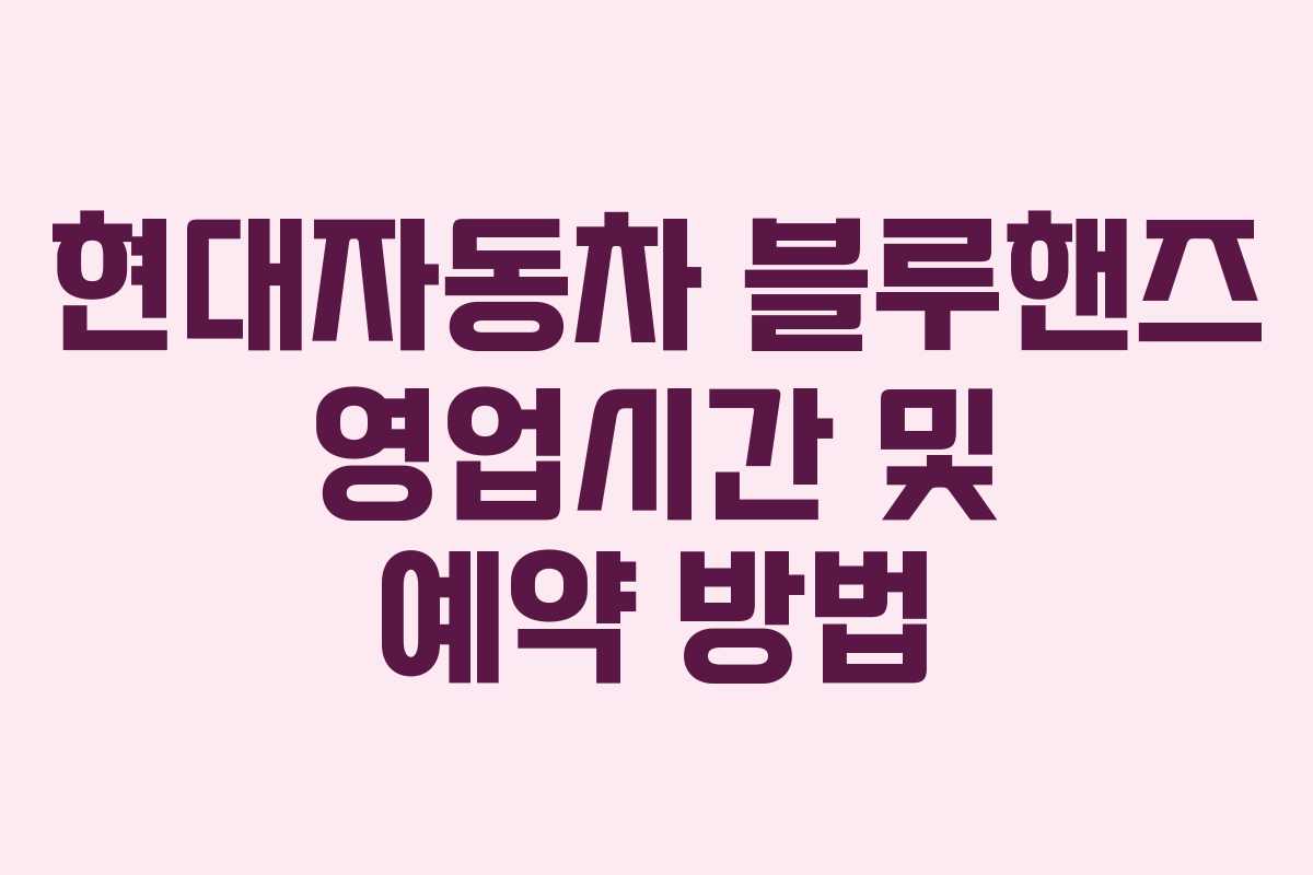 현대자동차 블루핸즈 영업시간 및 예약 방법 현대자동차 블루핸즈 영업시간 및 예약 방법