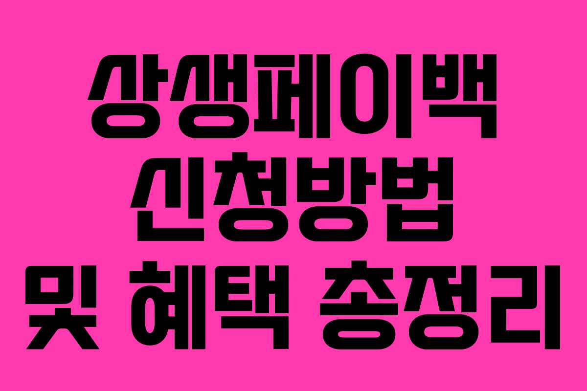 상생페이백 신청방법 및 혜택 총정리 상생페이백 신청방법 및 혜택 총정리