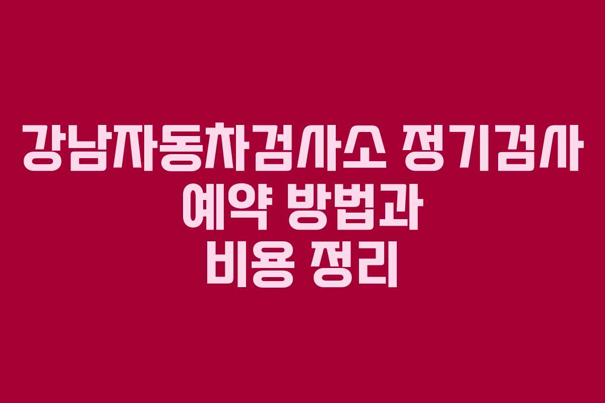 강남자동차검사소 정기검사 예약 방법과 비용 정리 강남자동차검사소 정기검사 예약 방법과 비용 정리