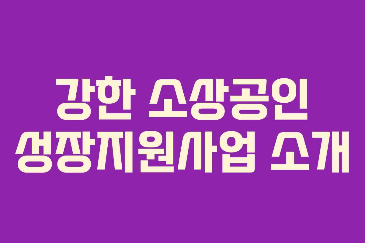 강한 소상공인 성장지원사업 소개 강한 소상공인 성장지원사업 소개
