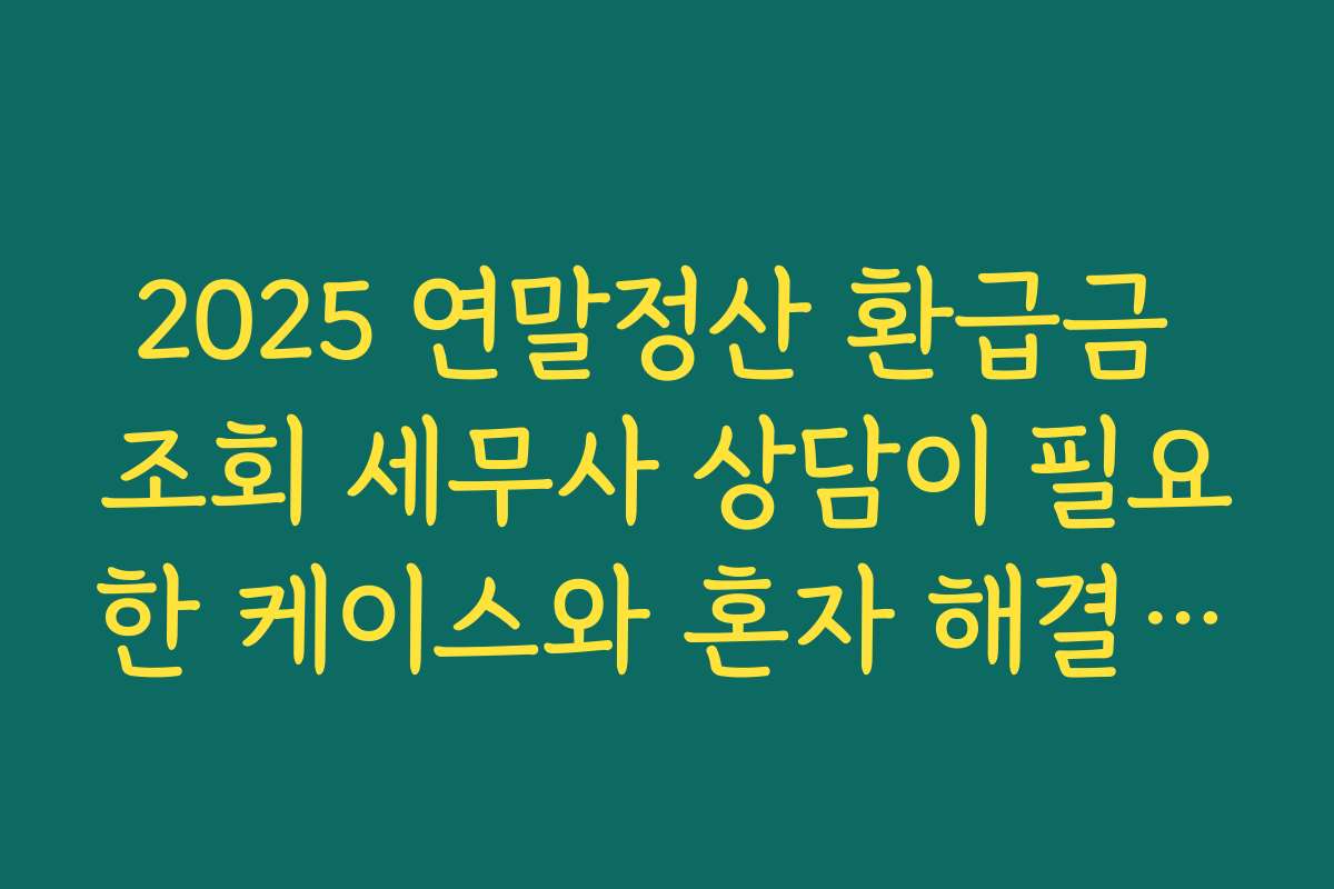 2025 연말정산 환급금 조회 세무사 상담이 필요한 케이스와 혼자 해결 가능한 경우 구분하는 기준