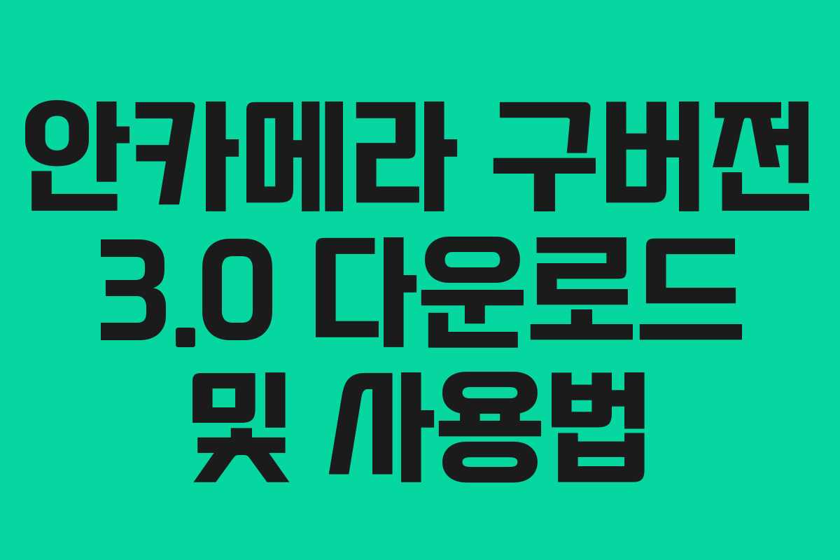 안카메라 구버전 3.0 다운로드 및 사용법