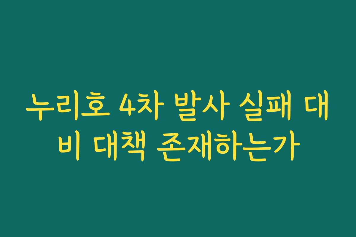 누리호 4차 발사 실패 대비 대책 존재하는가