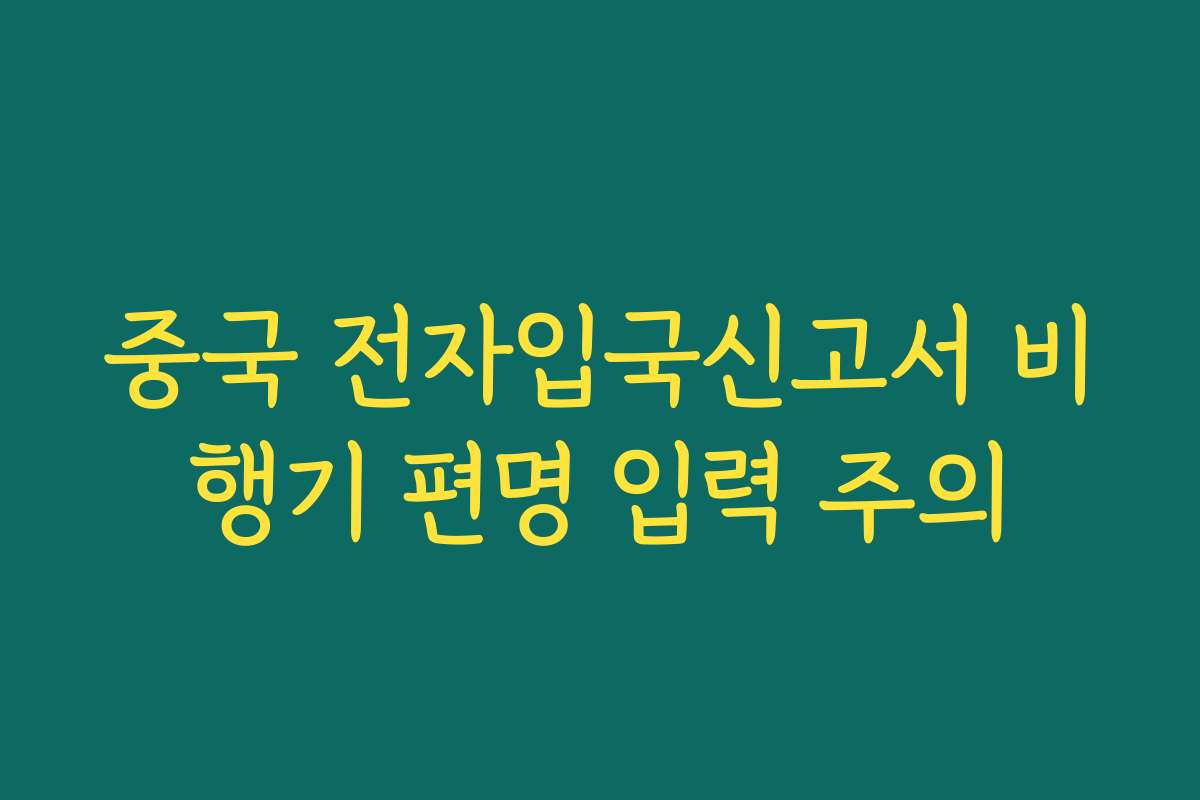 중국 전자입국신고서 비행기 편명 입력 주의