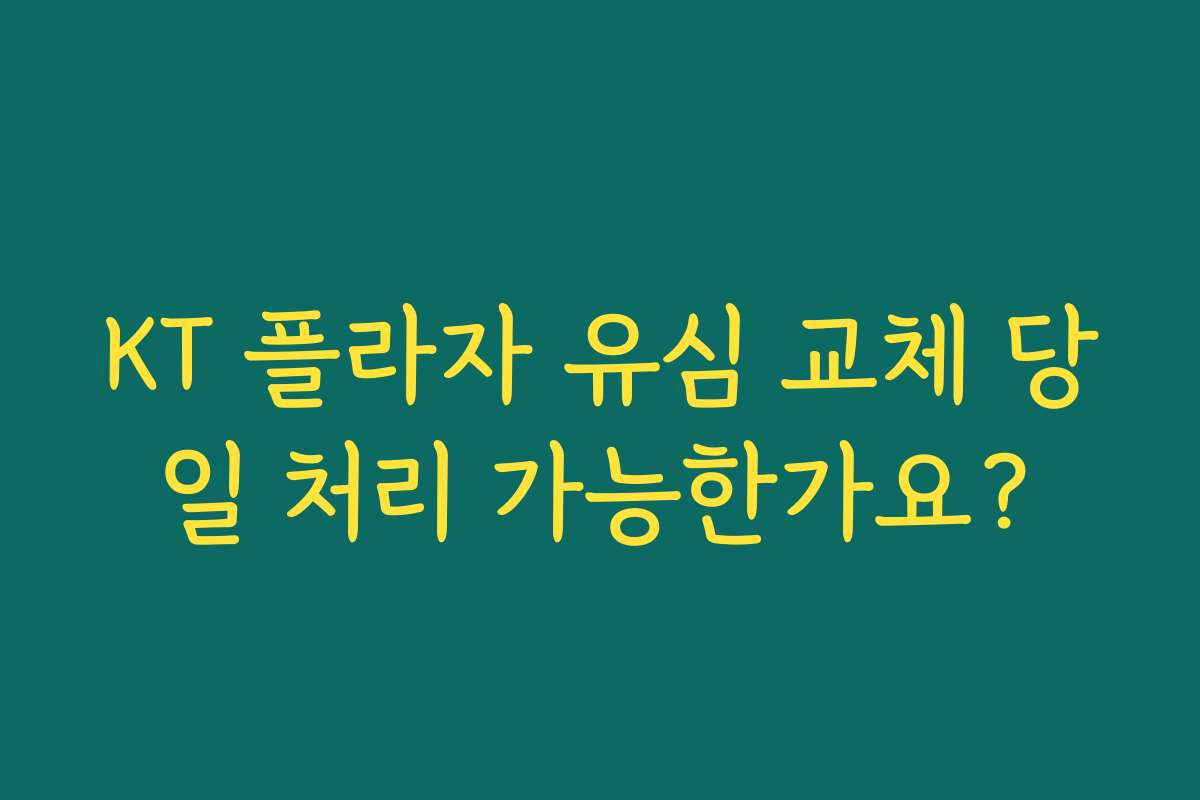 KT 플라자 유심 교체 당일 처리 가능한가요?