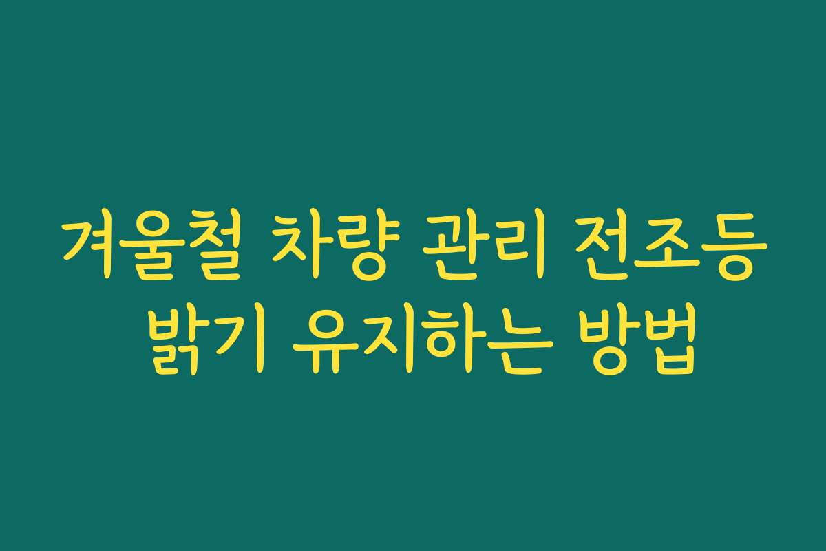 겨울철 차량 관리 전조등 밝기 유지하는 방법