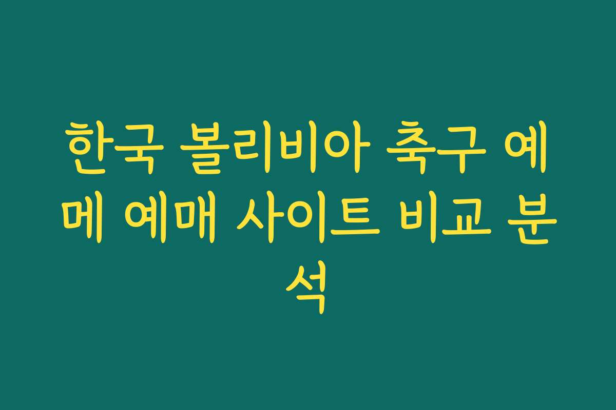 한국 볼리비아 축구 예메 예매 사이트 비교 분석