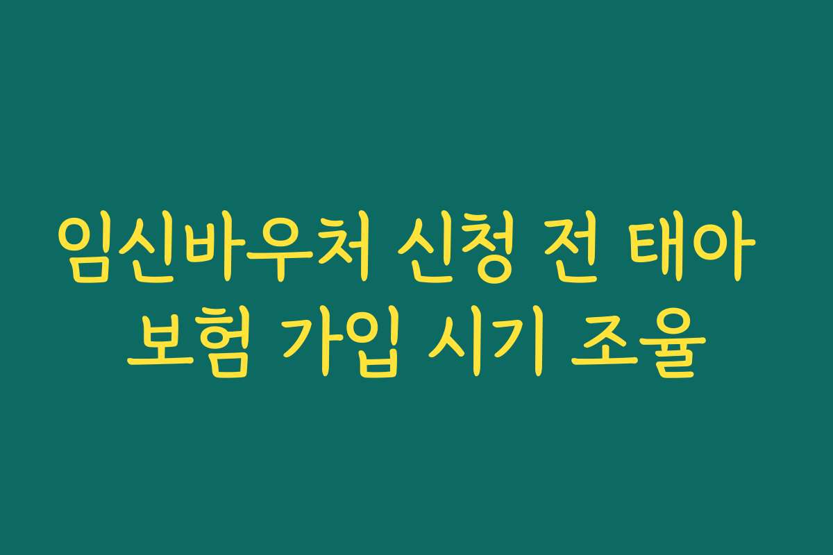 임신바우처 신청 전 태아 보험 가입 시기 조율