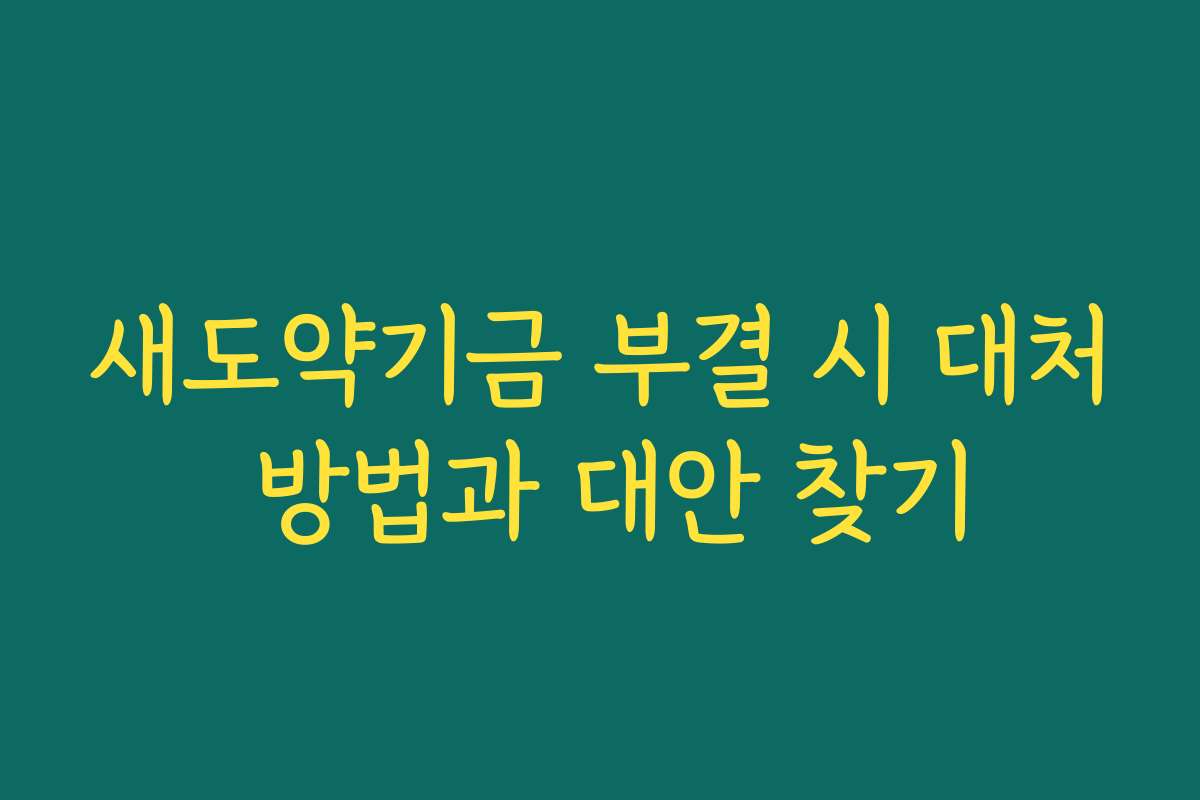 새도약기금 부결 시 대처 방법과 대안 찾기