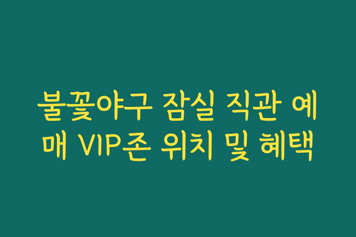 불꽃야구 잠실 직관 예매 VIP존 위치 및 혜택