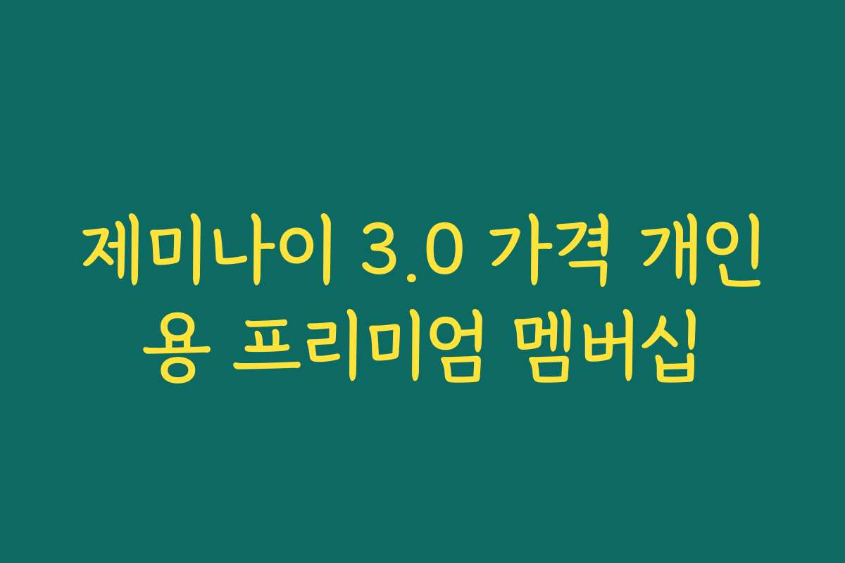 제미나이 3.0 가격 개인용 프리미엄 멤버십