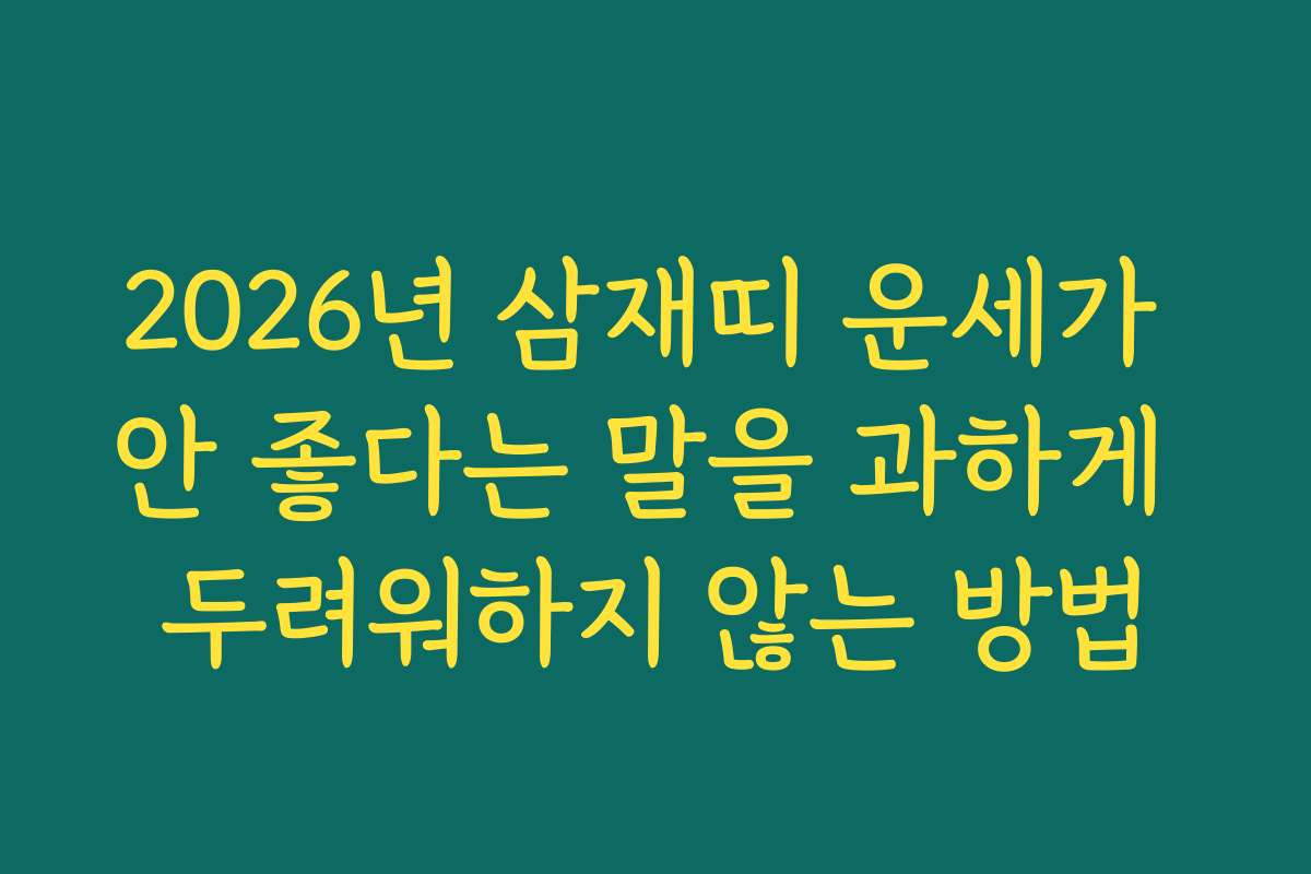 2026년 삼재띠 운세가 안 좋다는 말을 과하게 두려워하지 않는 방법