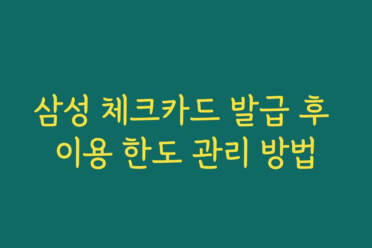 삼성 체크카드 발급 후 이용 한도 관리 방법