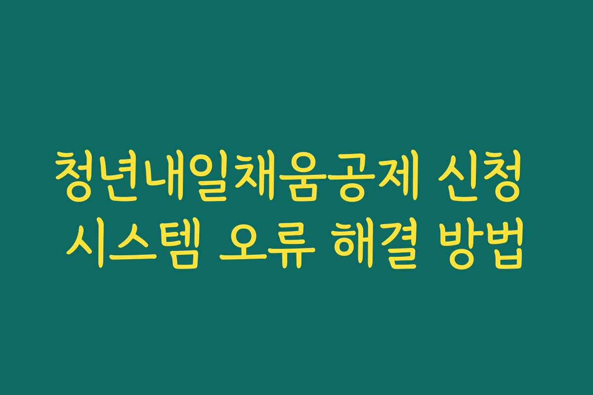 청년내일채움공제 신청 시스템 오류 해결 방법