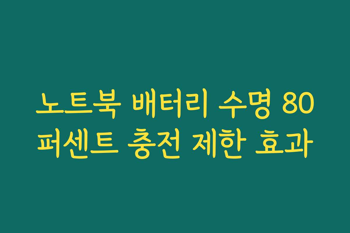노트북 배터리 수명 80퍼센트 충전 제한 효과