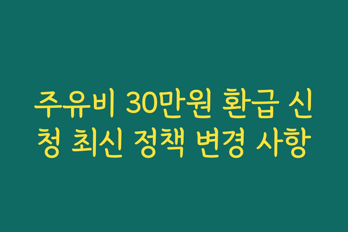 주유비 30만원 환급 신청 최신 정책 변경 사항