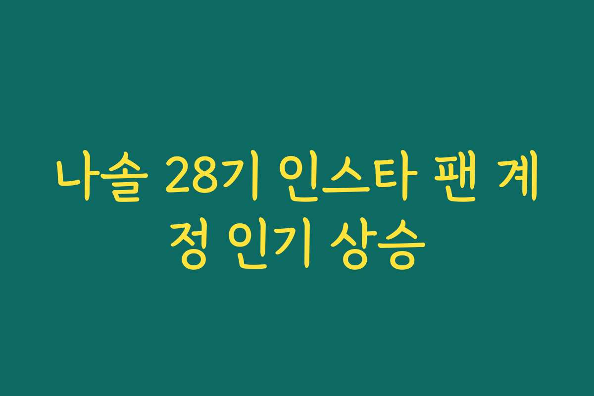 나솔 28기 인스타 팬 계정 인기 상승 나솔 28기 인스타 팬 계정 인기 상승