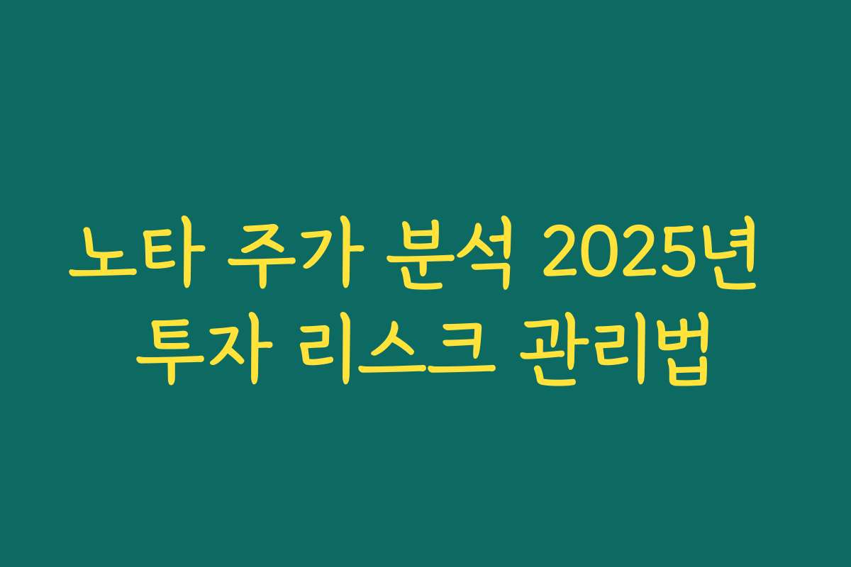 노타 주가 분석 2025년 투자 리스크 관리법