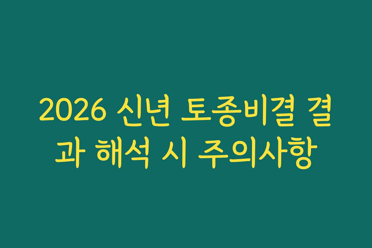 2026 신년 토종비결 결과 해석 시 주의사항