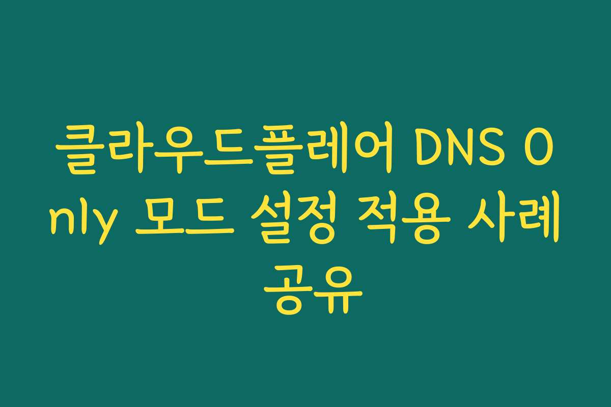 클라우드플레어 DNS Only 모드 설정 적용 사례 공유