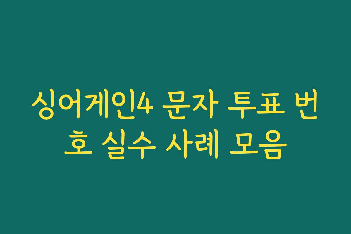 싱어게인4 문자 투표 번호 실수 사례 모음