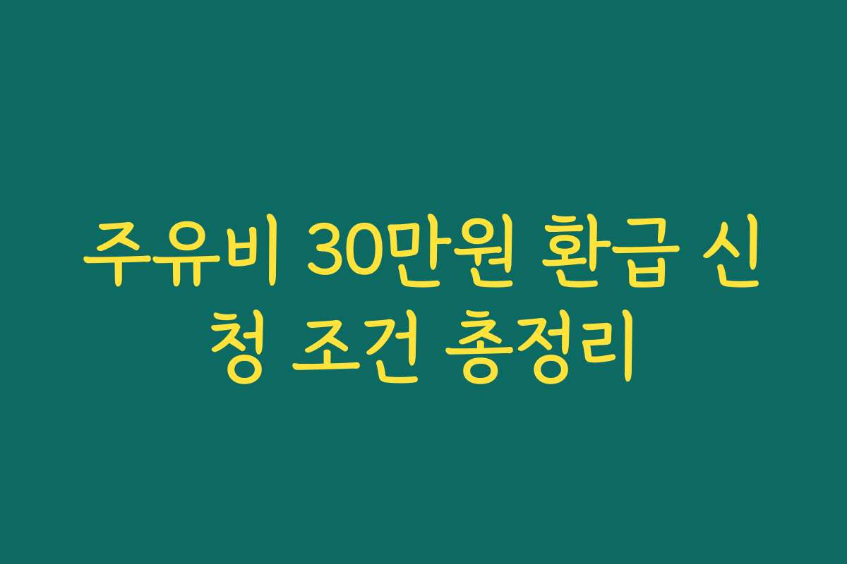 주유비 30만원 환급 신청 조건 총정리