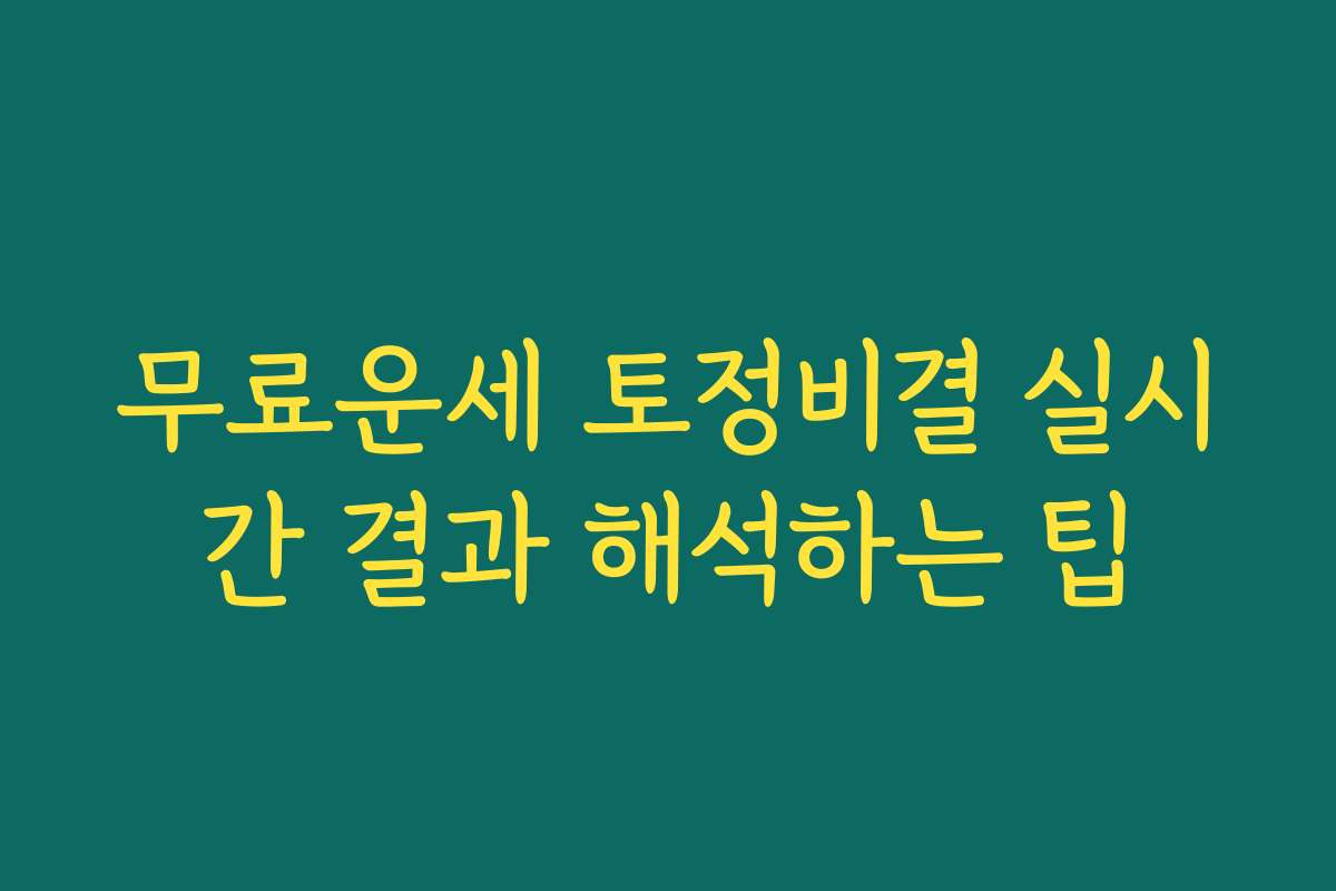 무료운세 토정비결 실시간 결과 해석하는 팁