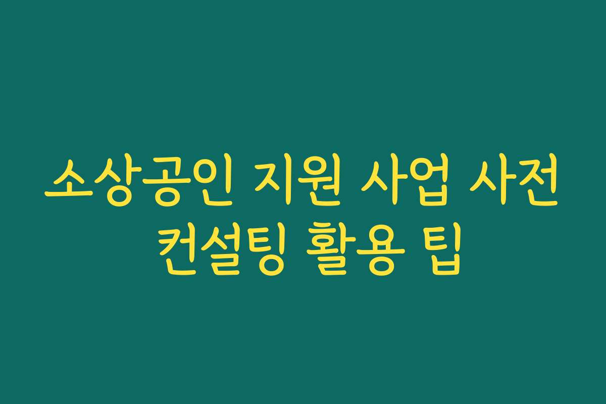 소상공인 지원 사업 사전 컨설팅 활용 팁