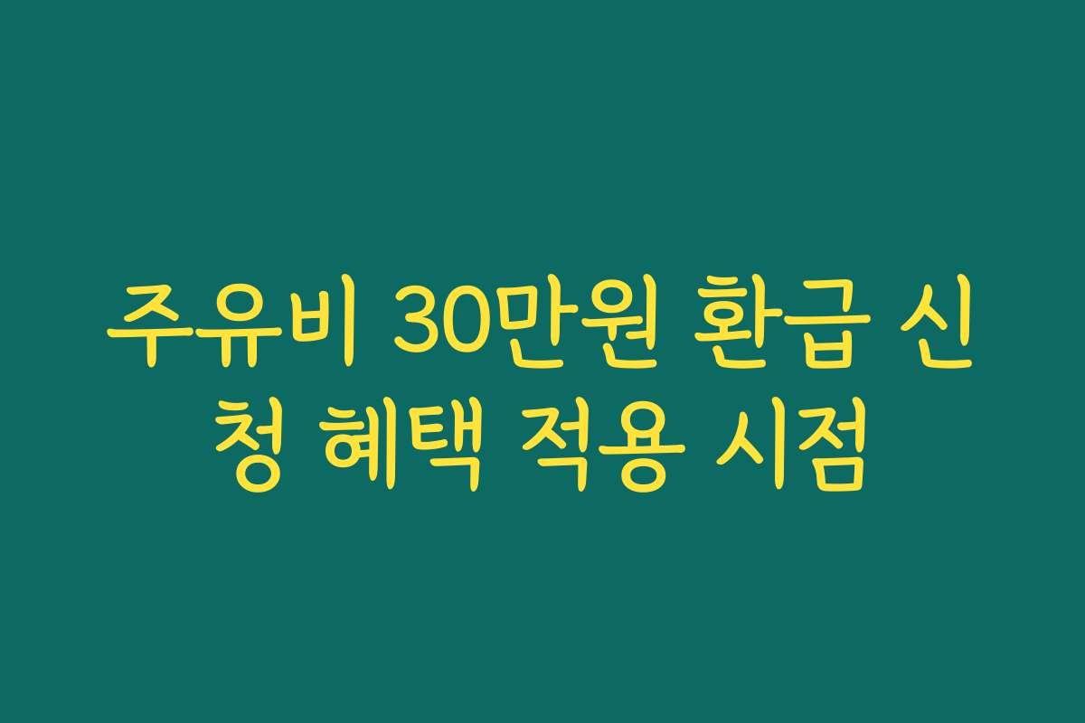 주유비 30만원 환급 신청 혜택 적용 시점